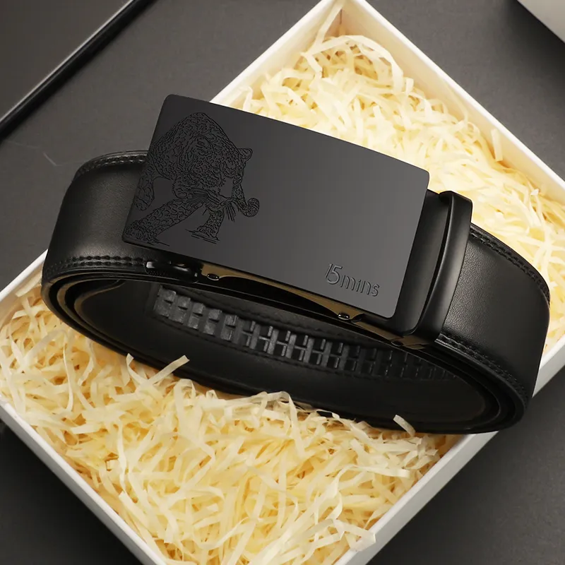 15 MINS Cow Split Leather Belts Men's Width  3.5cm-3