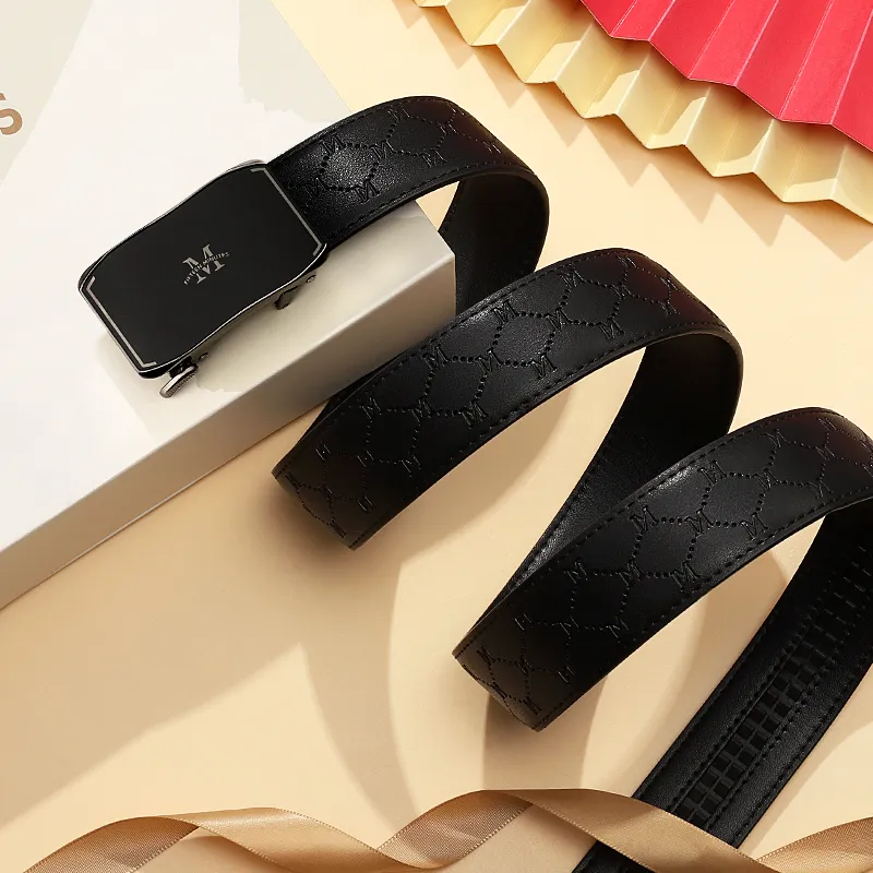 15 MINS Split Cow Leather Belts Men's Width  3.5cm-3