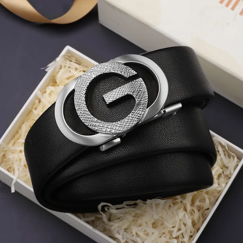15 MINS High End Automatic Buckle Business Pants Belt Split Cow Leather Belts Men's Black 3.5cm-17