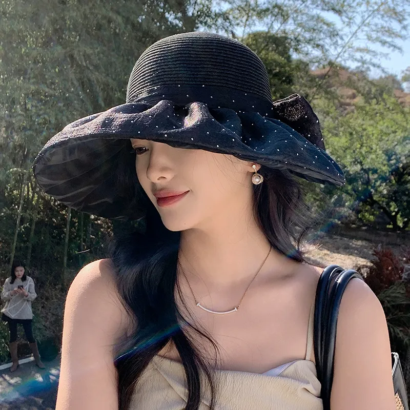 15 MINS Raffia+Polyester Bucket Hats Women's-7