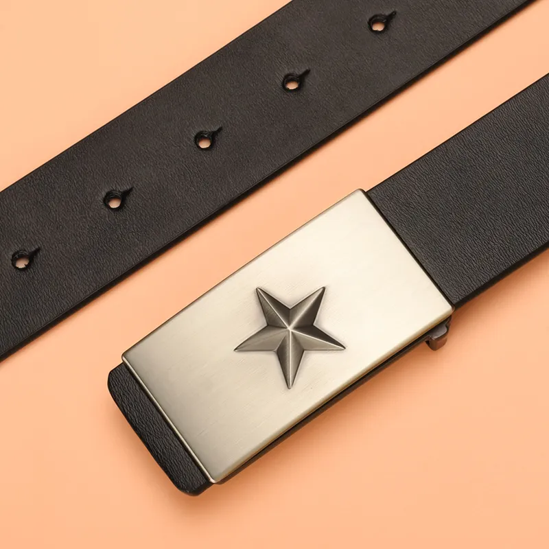 15 MINS Cow Split Leather Belts Men's Width 3.3cm-16