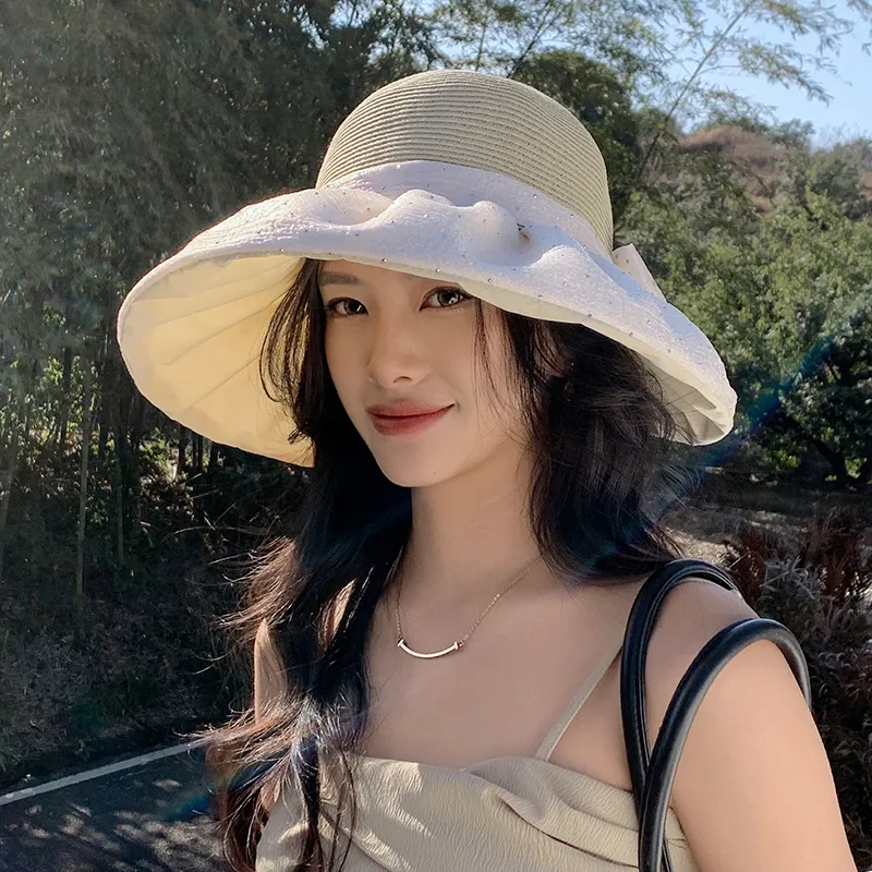 15 MINS Raffia+Polyester Bucket Hats Women's-1