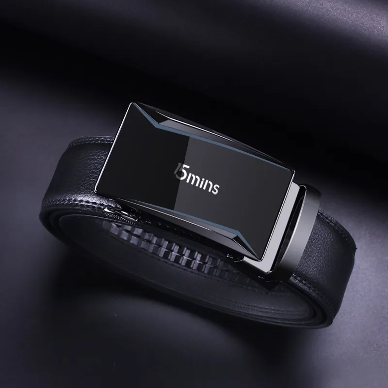 15 MINS Automatic Buckle Belt For Business Casual, Trendy For Young Men Leather Belts Men's Width  3.5cm-1