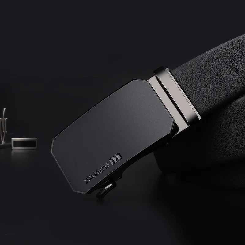 15 MINS Top Grain Cow Leather Belts Men's 3.5cm-1