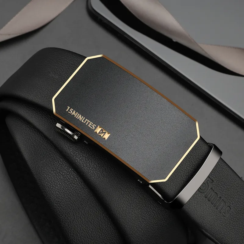 15 MINS Zinc Alloy Leather Belts Men's 3.5cm Width-4