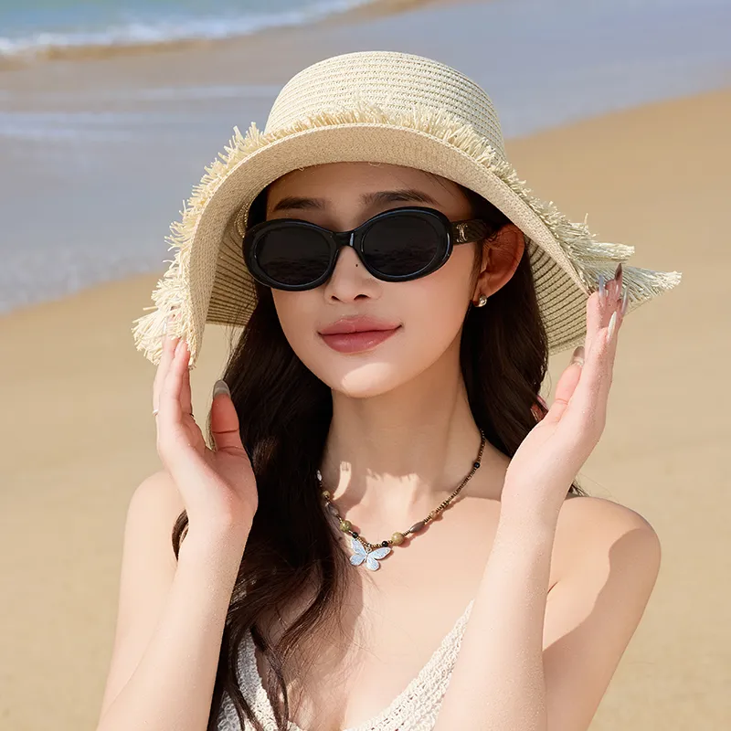 15 MINS Paper Reed Sun Protection Hats Women's-4