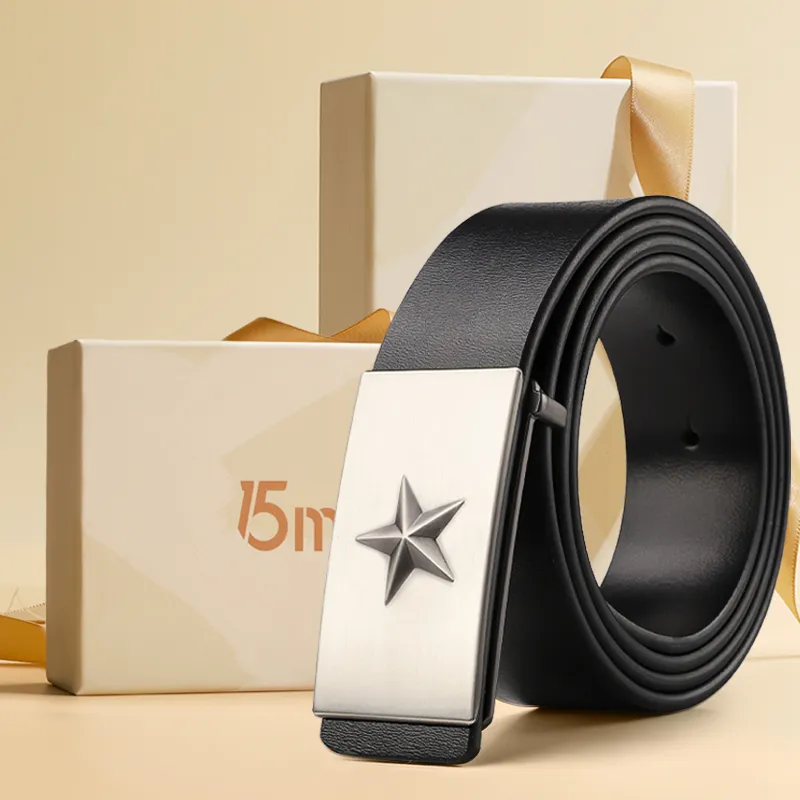 15 MINS Cow Split Leather Belts Men's Width 3.3cm-15