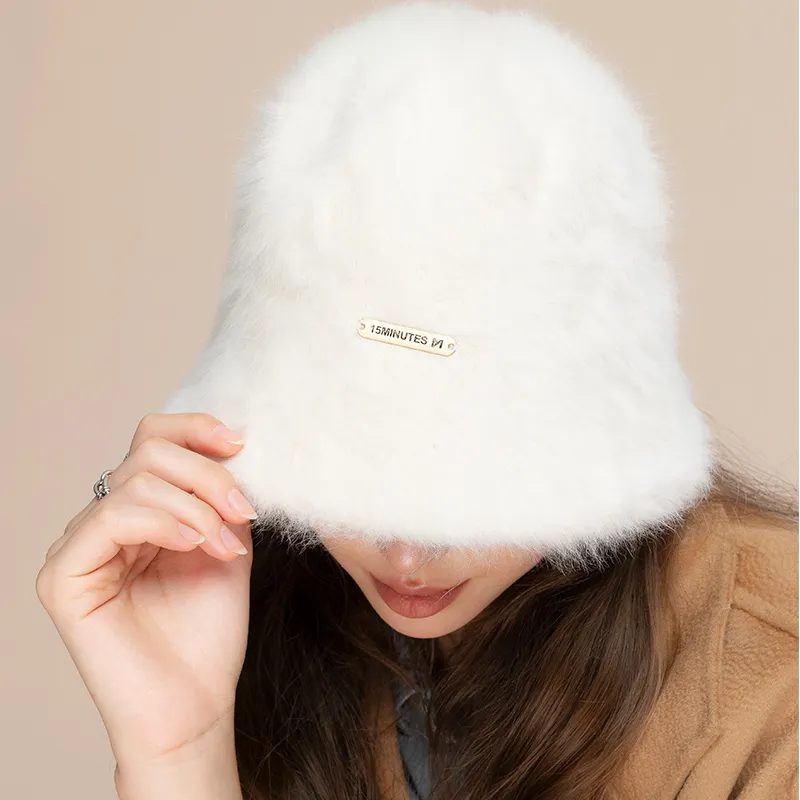 15 MINS Rabbit Fur Bucket Hats Unisex Multiple Colors-1