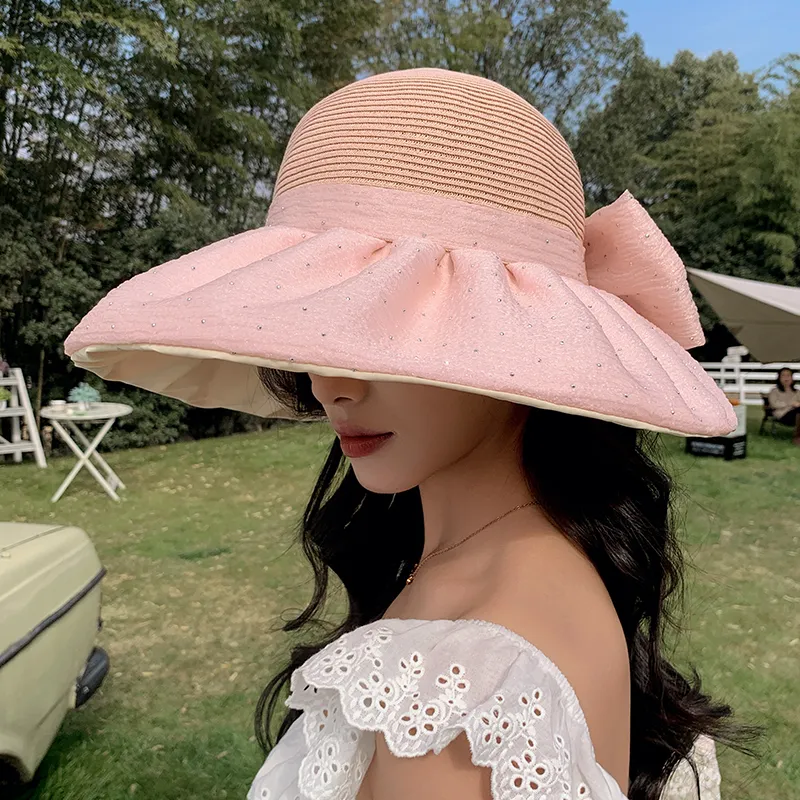 15 MINS Raffia+Polyester Bucket Hats Women's-12