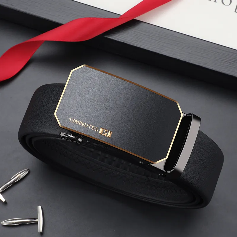 15 MINS Zinc Alloy Leather Belts Men's 3.5cm Width-1