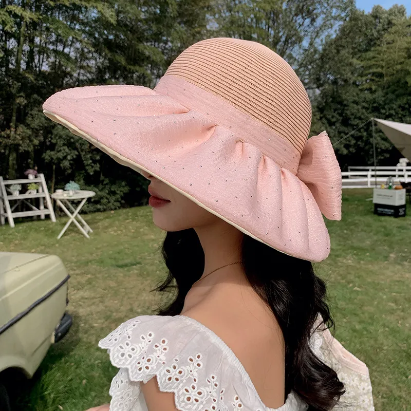 15 MINS Raffia+Polyester Bucket Hats Women's-11
