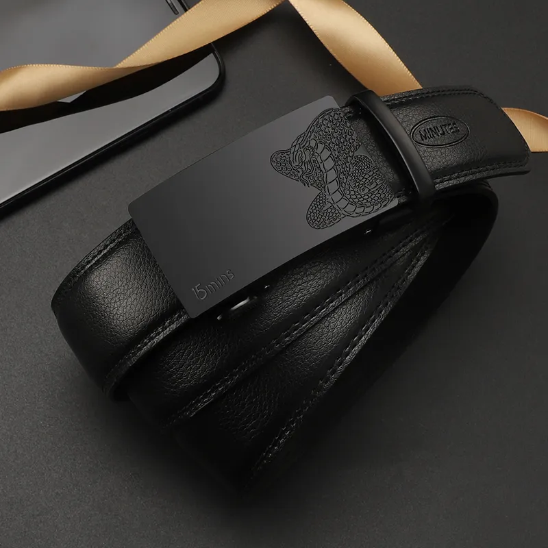 15 MINS Cow Split Leather Belts Men's Width  3.5cm-3