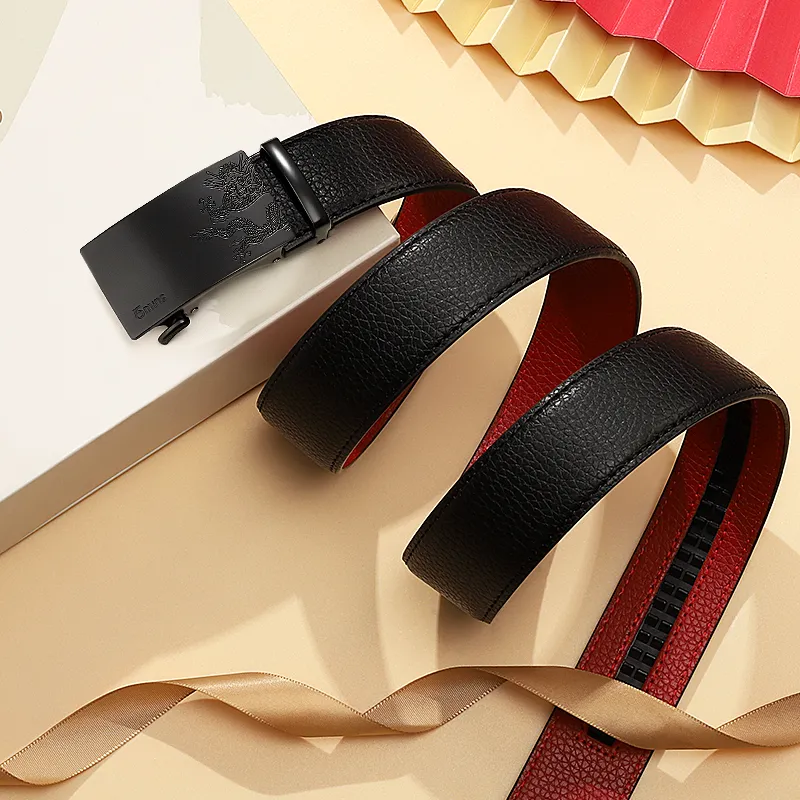 15 MINS Split Cow Leather Belts Men's Width  3.5cm-3