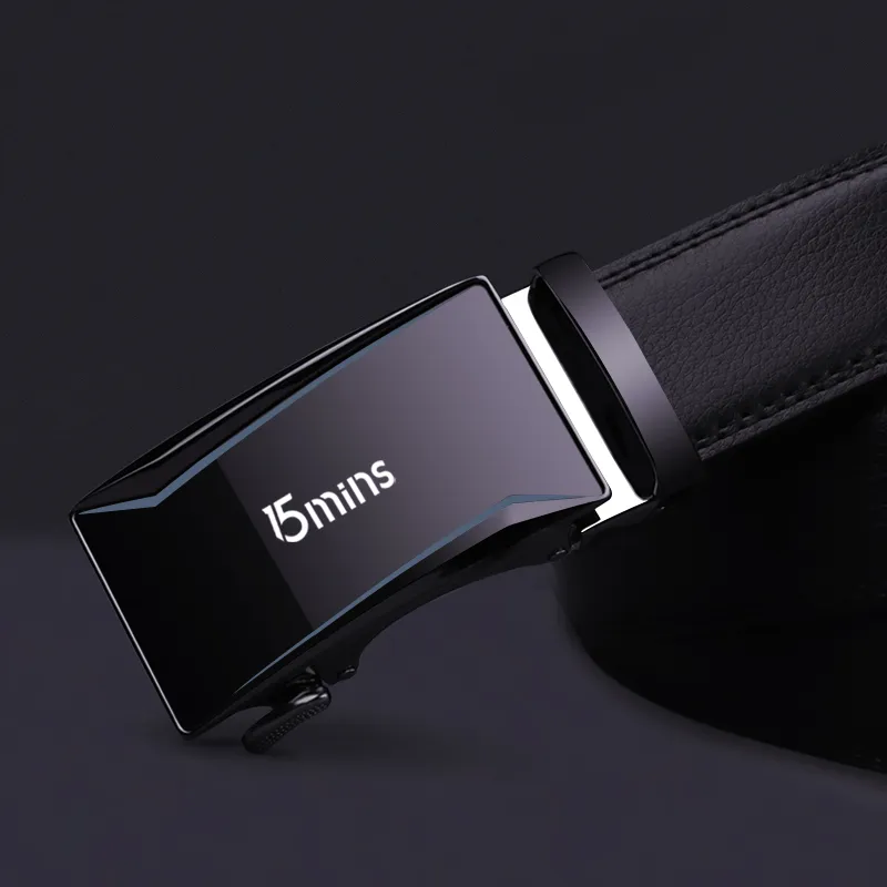 15 MINS Automatic Buckle Belt For Business Casual, Trendy For Young Men Leather Belts Men's Width  3.5cm-2