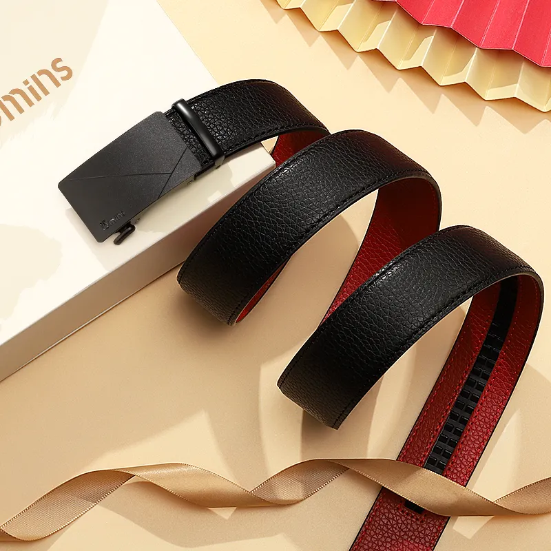 15 MINS Split Cow Leather Belts Men's Width 3.5cm-3