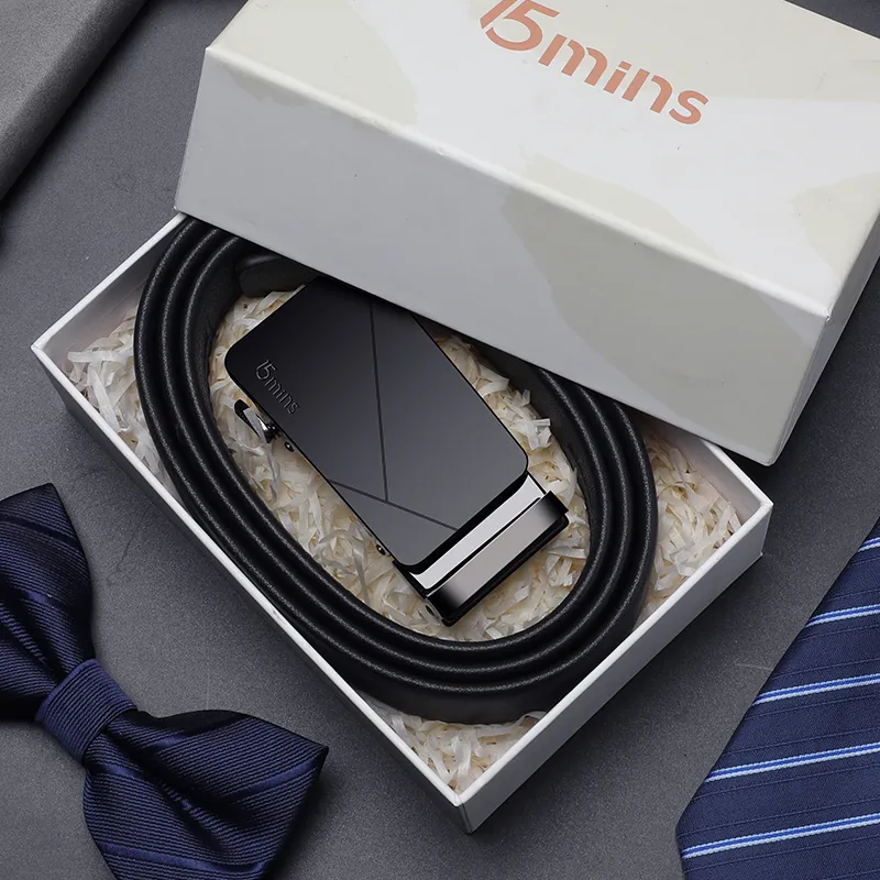 15 MINS Top Grain Cow Leather Belts Men's 3.5cm-7