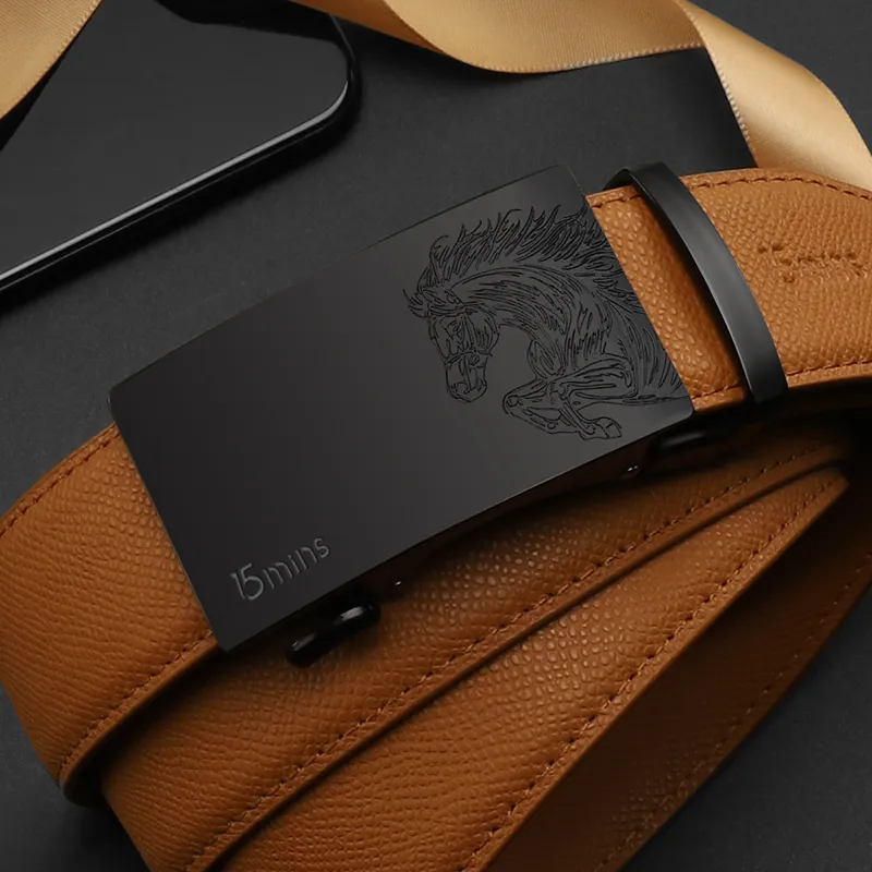 15 MINS Cow Split Leather Belts Men's Width 3.5cm-8