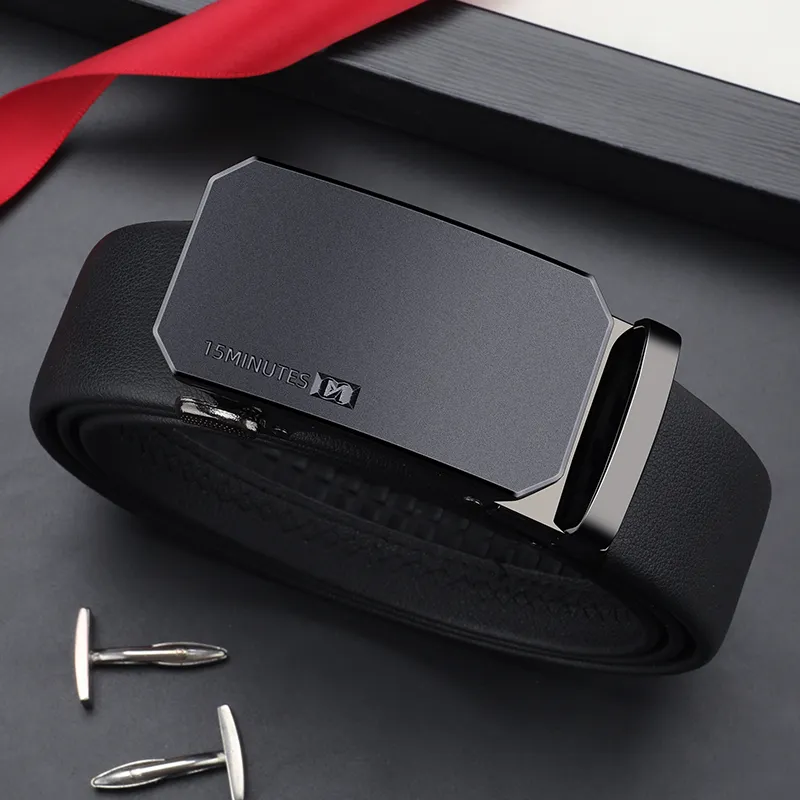 15 MINS Top Grain Cow Leather Belts Men's 3.5cm-2