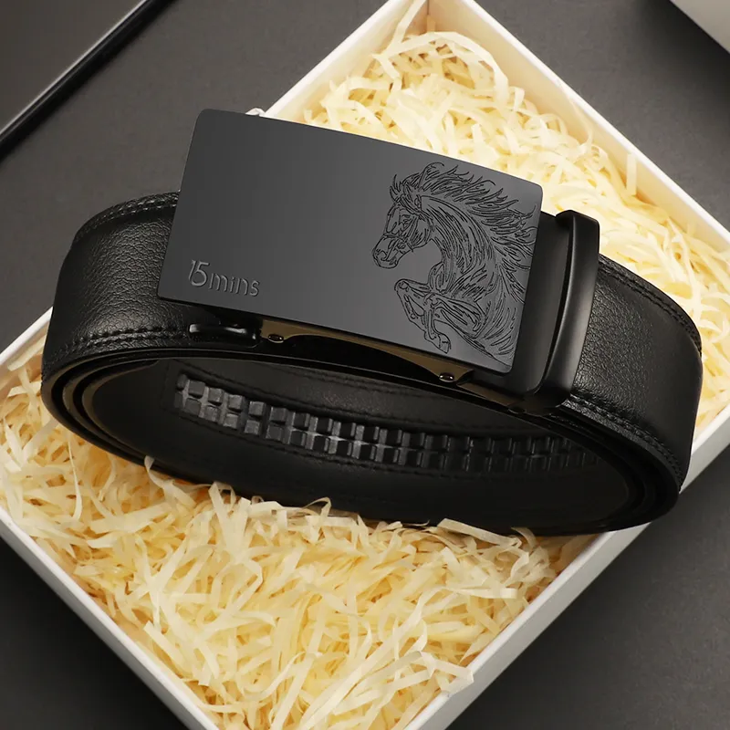 15 MINS Cow Split Leather Belts Men's Width  3.5cm-16