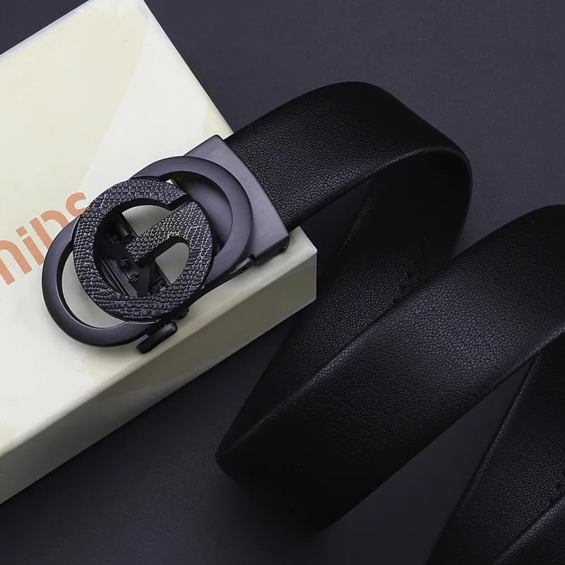 15 MINS High End Automatic Buckle Business Pants Belt Split Cow Leather Belts Men's Black 3.5cm-11