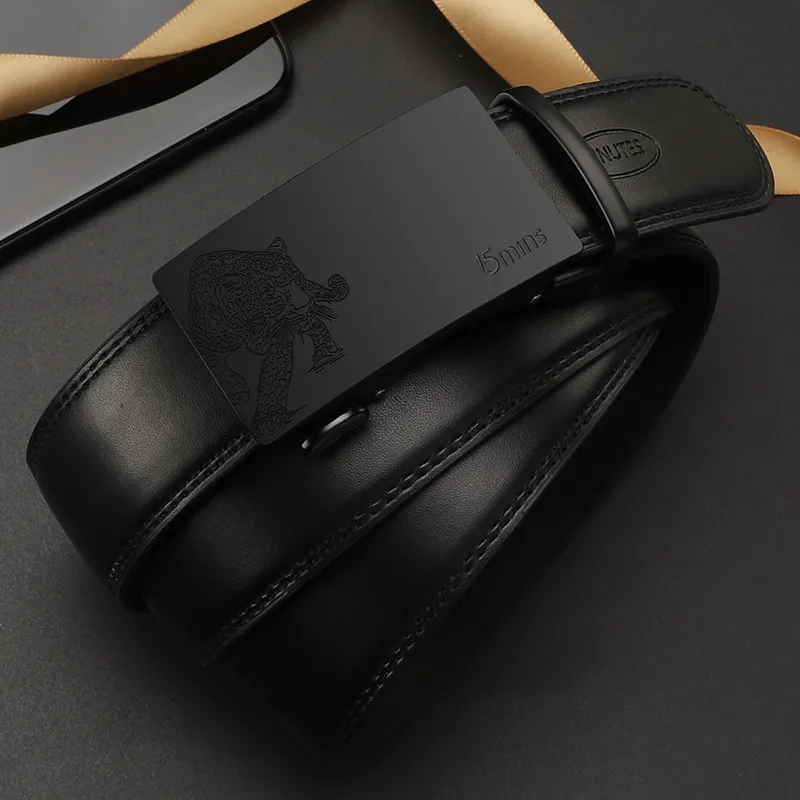 15 MINS Cow Split Leather Belts Men's Width  3.5cm-2