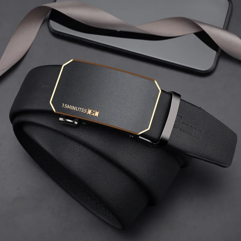 15 MINS Zinc Alloy Leather Belts Men's 3.5cm Width-3