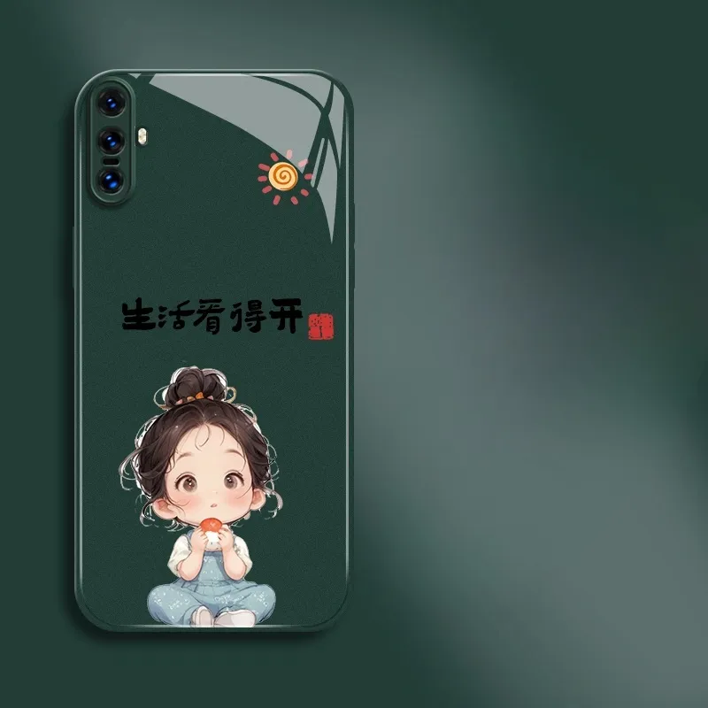 PHILIPS Glass Material Phone Cases Compatibility With Vivo X Collection Lacquered Metal Cartoon Pattern Cute Playful-3