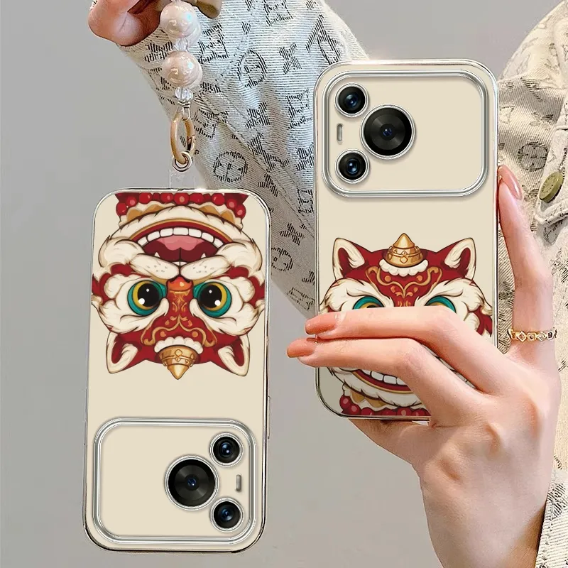 PHILIPS TPU Material Phone Cases Compatibility With Huawei P Series Cute Anime Electroplated Large Window Trendy Cool-3