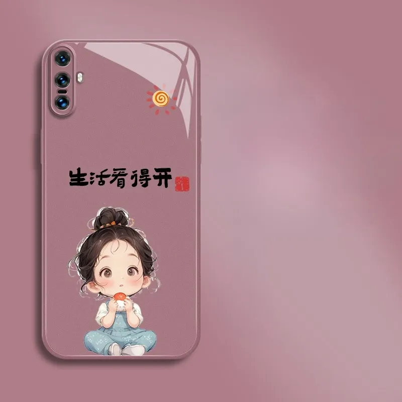 PHILIPS Glass Material Phone Cases Compatibility With Vivo X Collection Lacquered Metal Cartoon Pattern Cute Playful-1