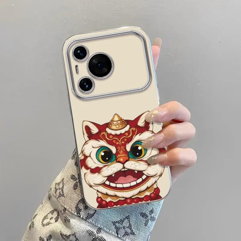 PHILIPS TPU Material Phone Cases Compatibility With Huawei P Series Cute Anime Electroplated Large Window Trendy Cool-2
