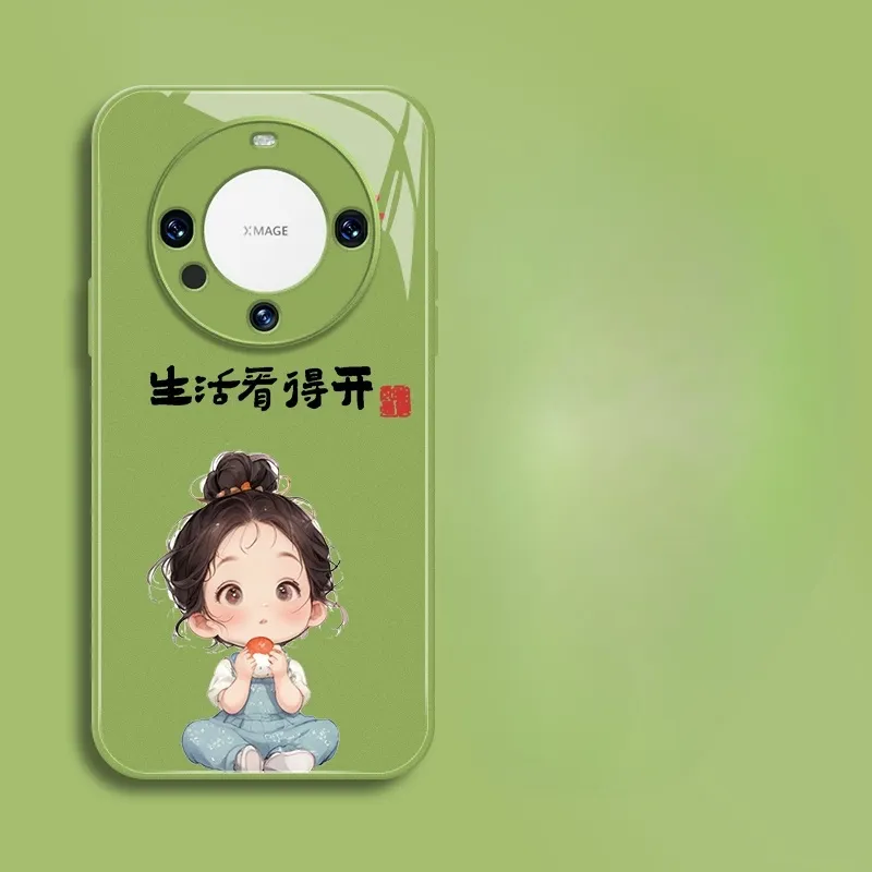 PHILIPS Glass Material Phone Cases Compatibility With Huawei Mate Collection Cartoon Pattern Cute Refreshing-7