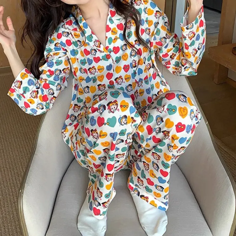 TLXT Pajama Set Women's Cartoon Heart Style-3