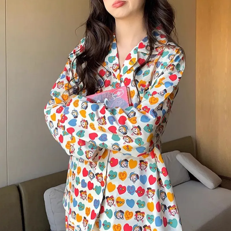 TLXT Pajama Set Women's Cartoon Heart Style-1