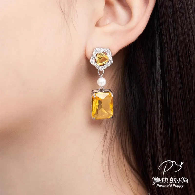 PARANOID PUPPY Full Diamond Zircon Earrings Women's-1