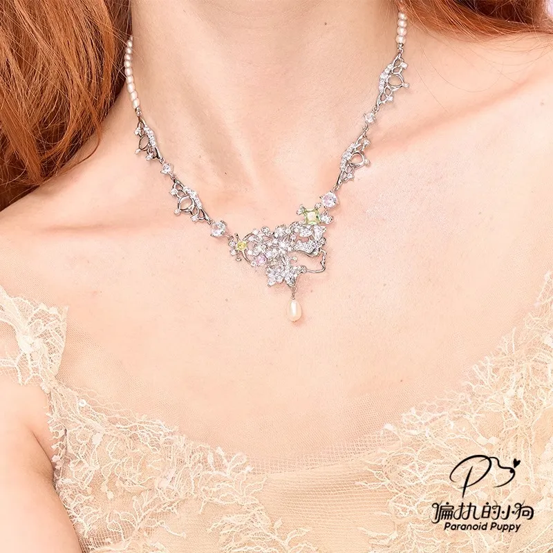 PARANOID PUPPY Zircon Necklace For Women's Elegance, Luxury, Collarbone Chain Women's-3