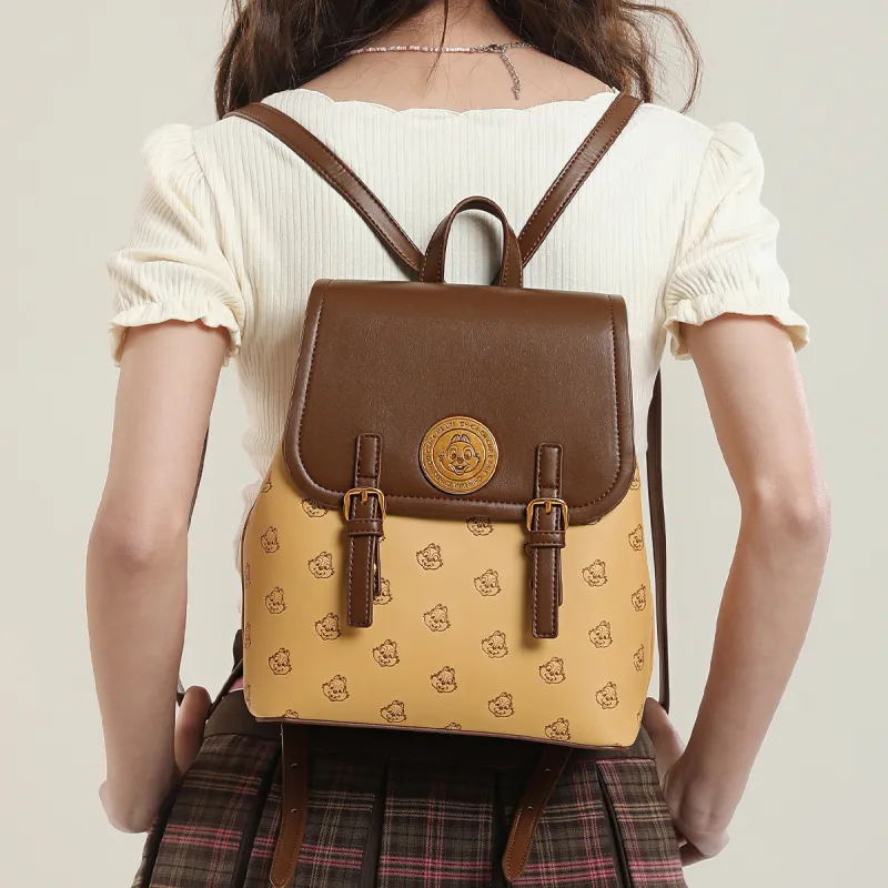 MESUCA PU Leather Fabric Quack Quack Backpack Women's Khaki Multicolor-1