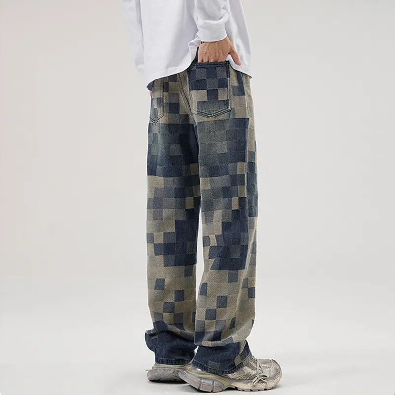 HKRXEC Jeans Men Vintage Blue-5