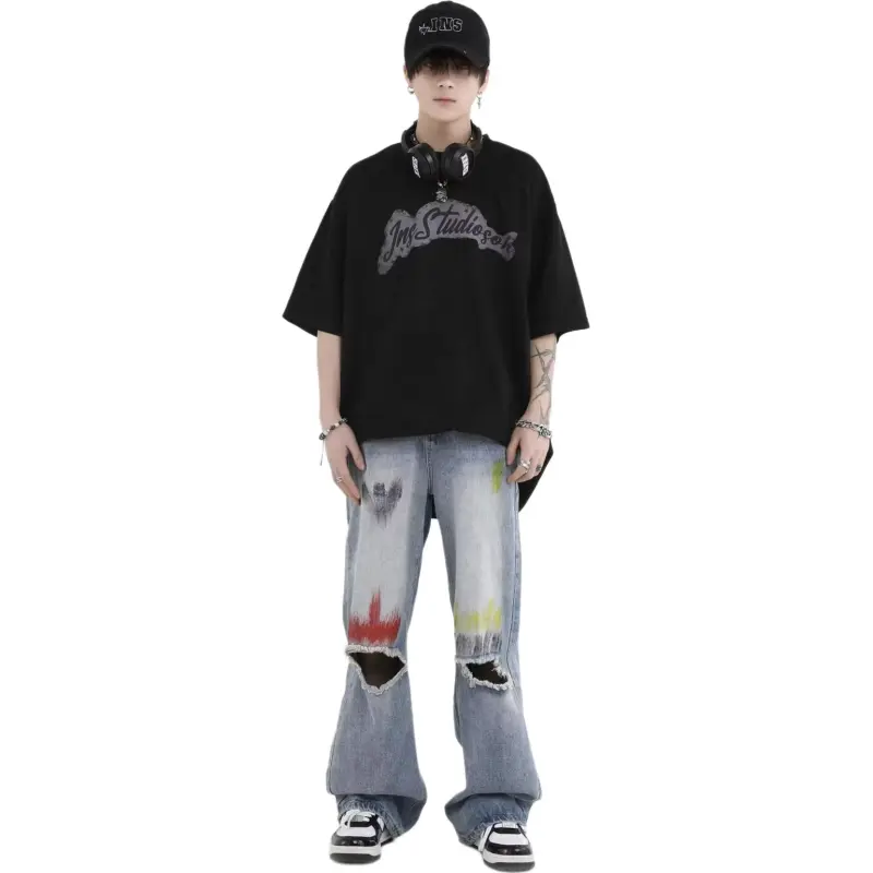 HKRXEC Jeans Men Light Blue-4