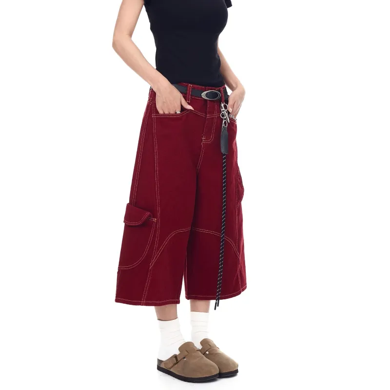 HKRXEC Cargo Shorts Men Red-3