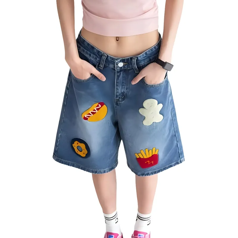 HKRXEC Denim Shorts Men Blue-3