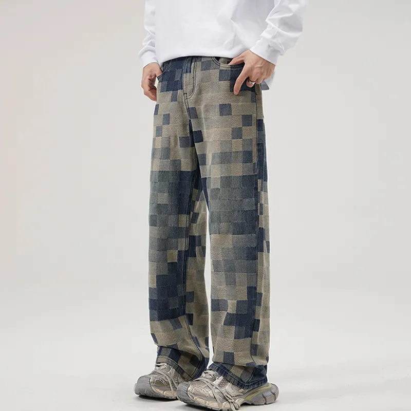 HKRXEC Jeans Men Vintage Blue-6