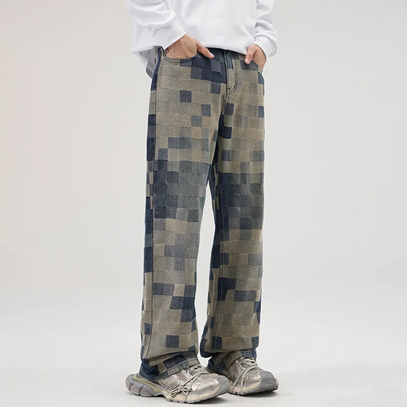 HKRXEC Jeans Men Vintage Blue-2