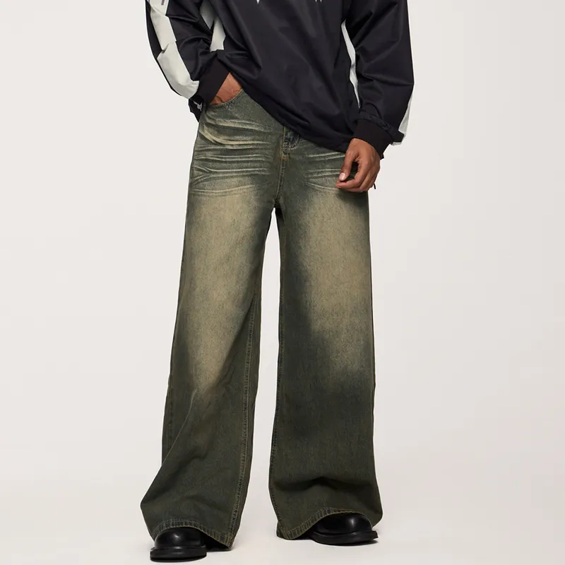 HKRXEC Jeans Unisex Vintage Green-4