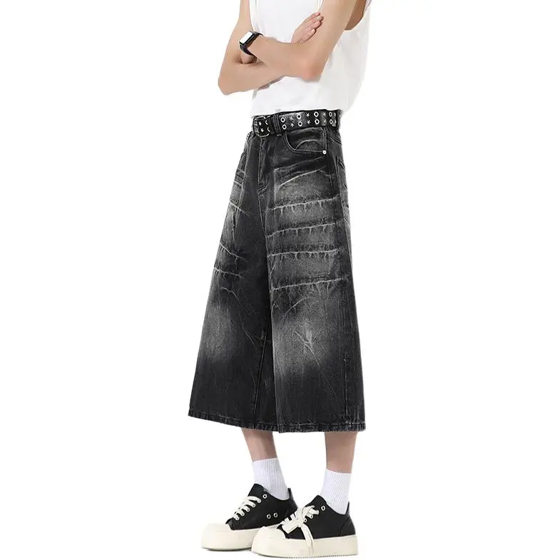 HKRXEC Denim Shorts Men Black-2
