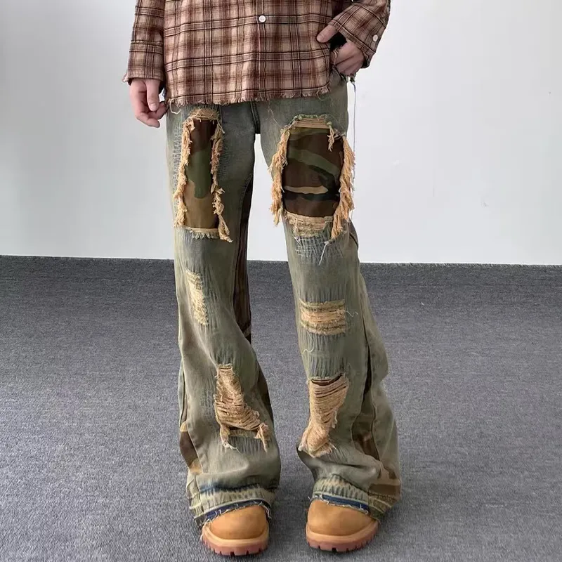 HKRXEC Jeans Men Yellow Mud-1