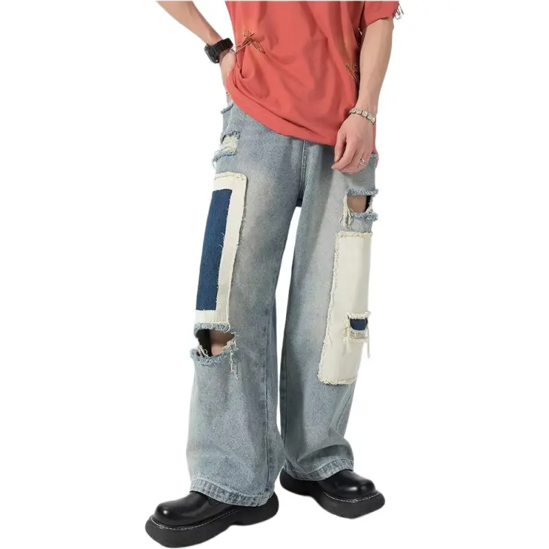 HKRXEC Jeans Men Light Blue-4