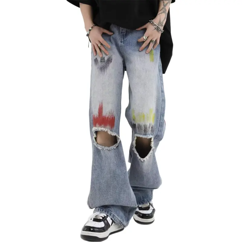 HKRXEC Jeans Men Light Blue-1