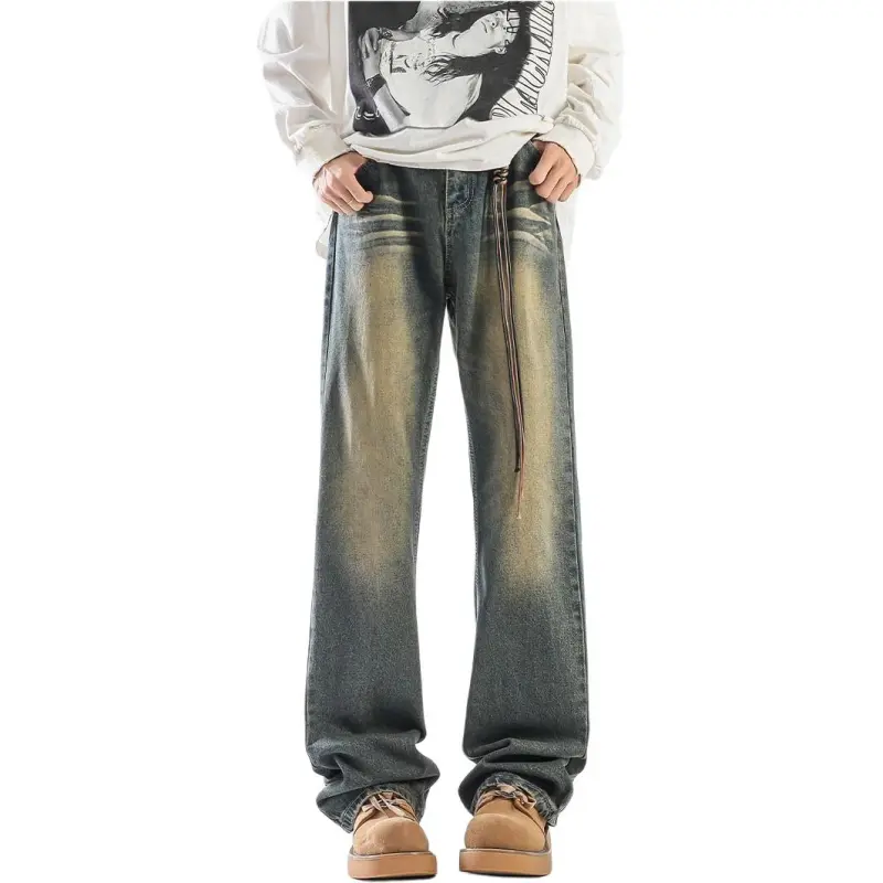 HKRXEC Jeans Men Vintage Blue-1