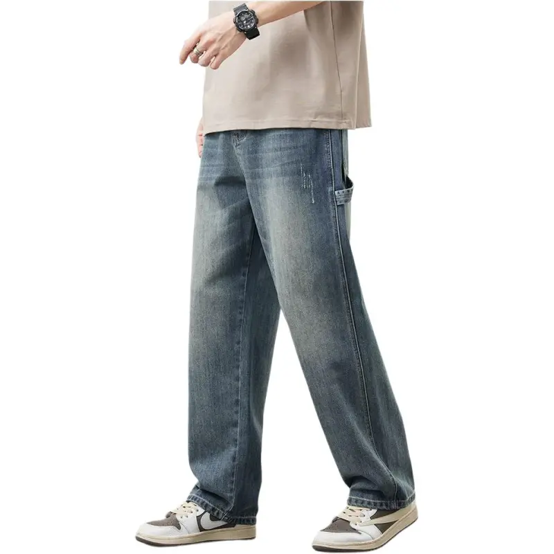 HKRXEC Jeans Men Vintage Blue-5