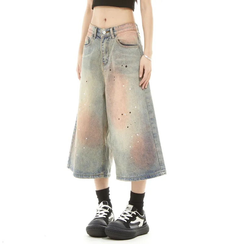 HKRXEC Denim Shorts Unisex Nostalgic Blue-6